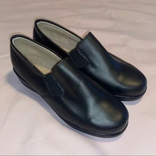 D'La Monarca Black Leather Loafer Clogs, Women's size 6