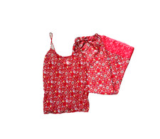 Natori Vintage Pajama Set 2-Pc Pants  Camisole Red Print Size Medium Rare PJs