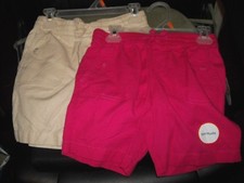 2 pair wonder nation girls pull up string shorts M 7-8 fuschia burst fruit khaki