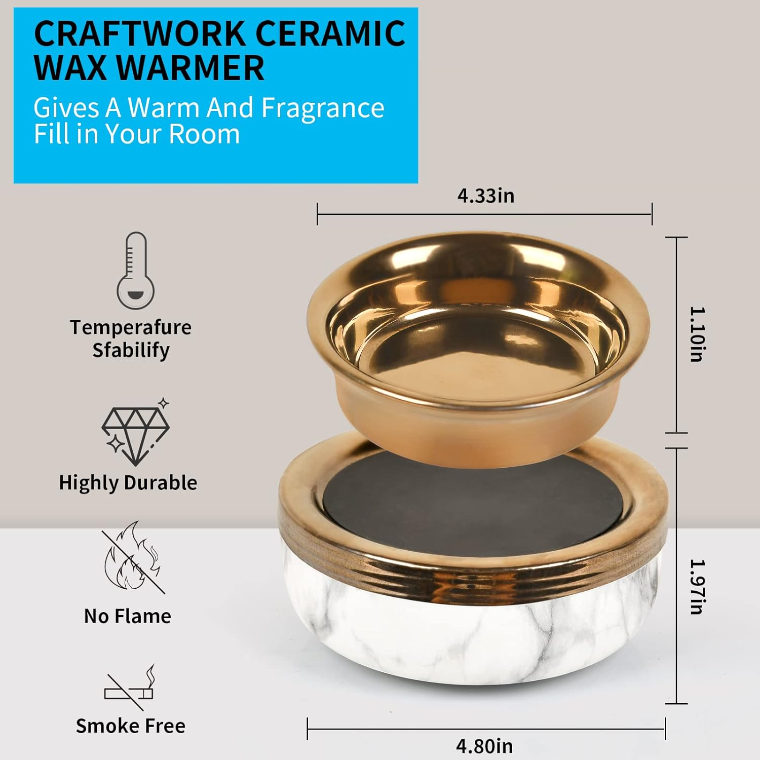 3-in-1 Electric Ceramic Wax Warmer for Scented Melts and Candles