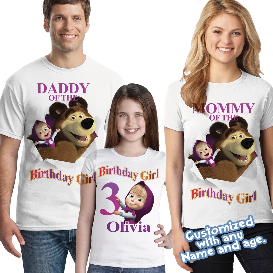 Camisa Cumpleaños Masha y Oso, Camisas Cumpleaños Familia Masha y Oso Foto 2 de 3