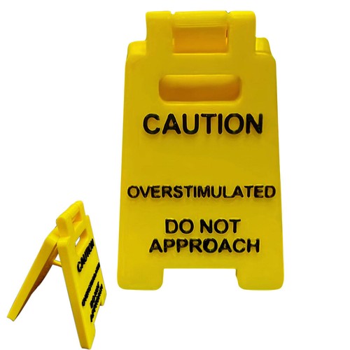 Caution Overstimulated Desk Sign Funny Desk Signage Accessories Humor Mini - Picture 6 of 6