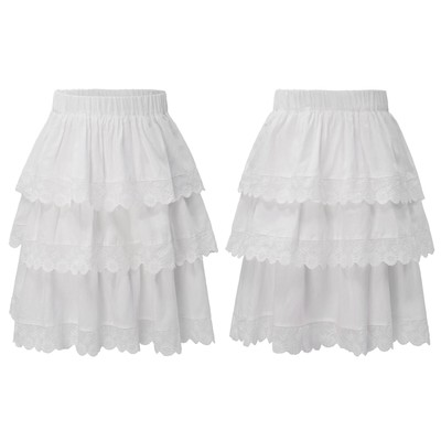 Kids Girls Dress Lovely Miniskirt White Skirt Ruffle Sleepwear Flower Trim Tutu