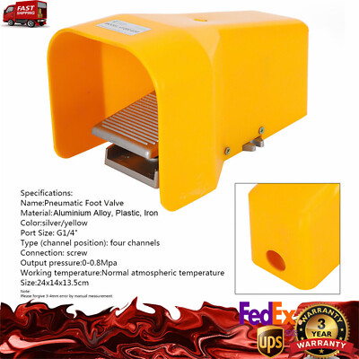 Foot Pedal Operated Control Valve 1/4'' NPT Air Pneumatic Switch 2 Position 3 Way