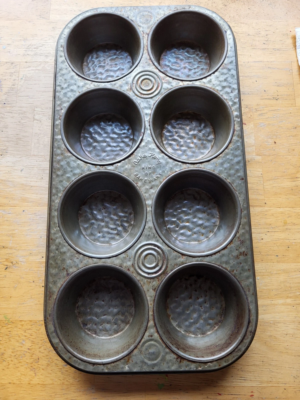Vintage Bake King "King Of Bakeware" 8 Count Cupcake Muffin Baking Pan