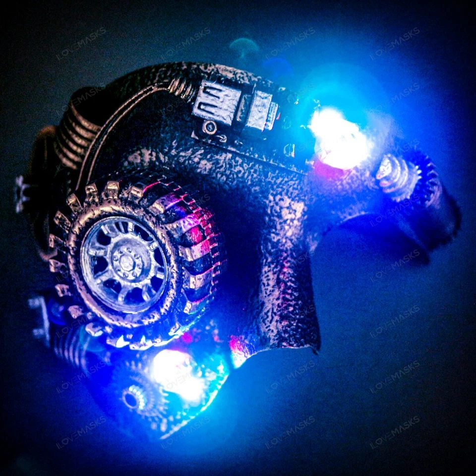 Steampunk Phantom Half Face Halloween Night Party Masquerade Masks with LED GOLD - Image 2 of 4