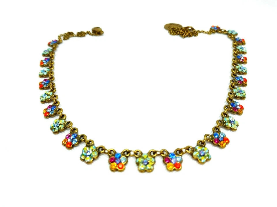 Precioso Collar Michal Negrin Coloridas Flores de Cristal. Foto 4 de 4