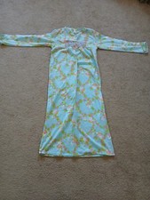 VTG Girls Bright Nightgown Size 14 HIPPOPOTAMUS, FLOWERS 1970S UGC