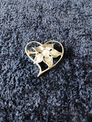 Vintage 925 Sterling Silver Heart Shaped Brooch w/ Moonstone 8g - Pristine! - Picture 2 of 8