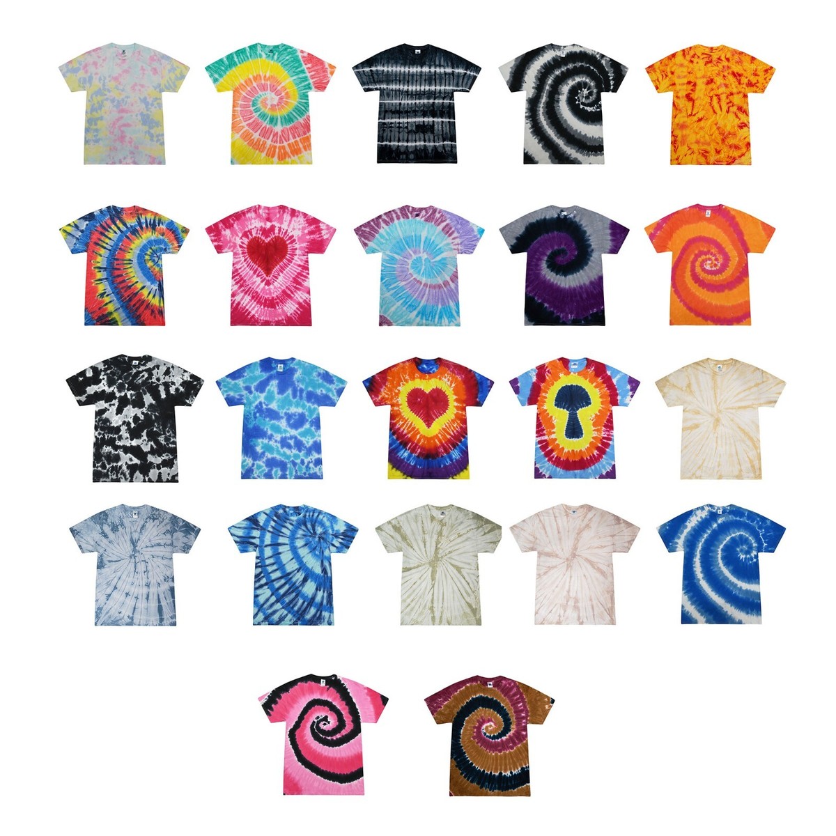 Multi-Color Tie Dye T-Shirts, Kids & Adults Short Sleeve