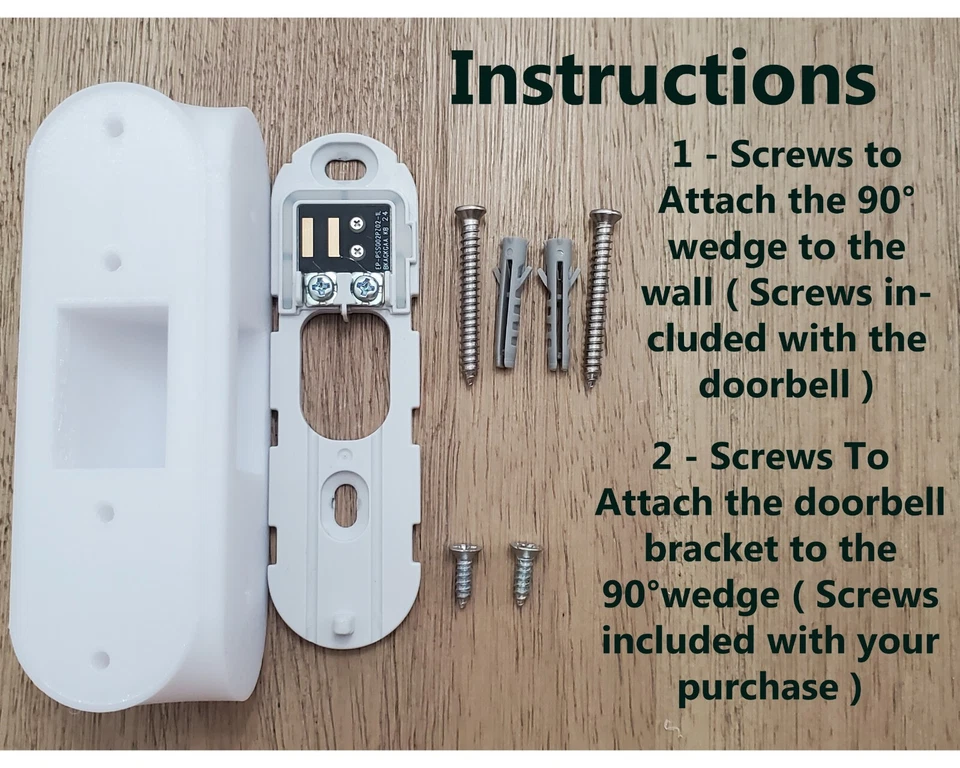SimpliSafe Video Doorbell Angle Mount Bracket Holder Wedge 90 Degree 3D Printed - Image 2 of 4