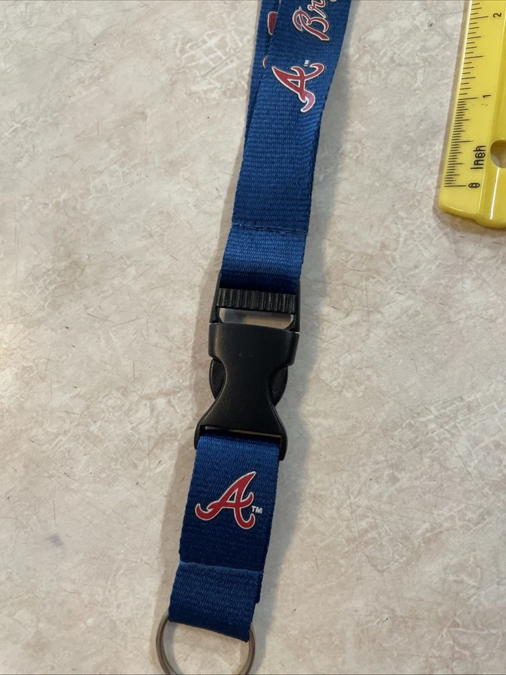 Atlanta Braves Neon Green Breakaway Lanyard Keychain Navy Blue - Image 3 of 4
