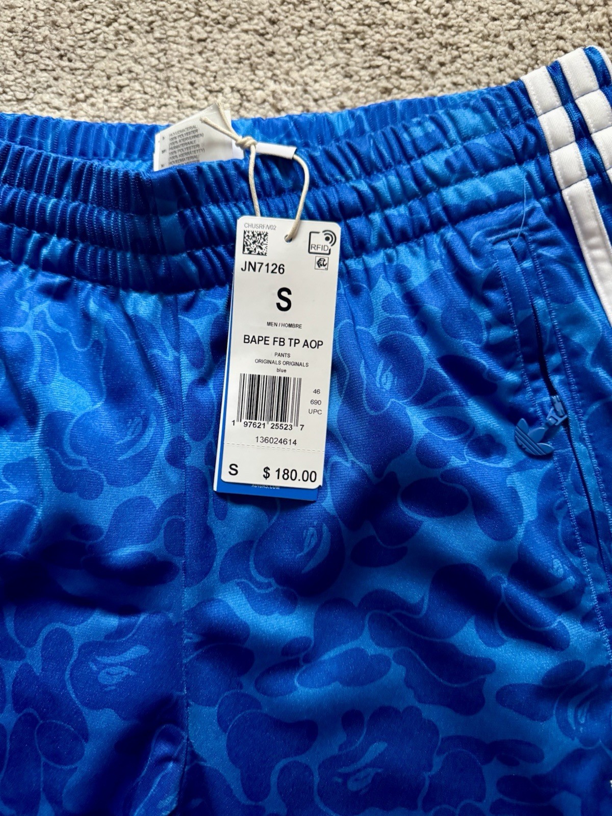 [JN7126] Adidas Originals Mens Bape Football AOP Blue Track Pants *NEW* thumbnail 3