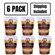 Organic Rolled Barley | Pack of 6 | 1 lb | Non-GMO | Shipping Included | Grain P