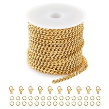 16.4 Feet Gold Plated Craft Chains for Jewelry Making 304 Stainless Steel Curb
