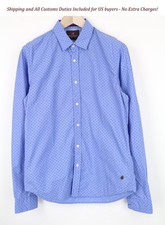 SCOTCH  SODA Ams Couture Men's Shirt M Blue Pure Cotton Dotted Pattern Casual