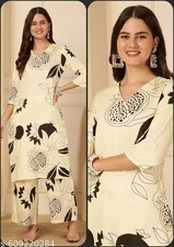 Indian Readymad Party Festive Wedding Rayon Kurta Kurti Pant Set for Women's Gif