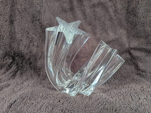 Steuben Crystal Double Star Stream Twist Sculpture 5.25” Art Glass RARE Signed