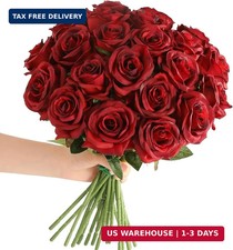 Tifuly Red Roses Artificial Flowers - 12 pcs Realistic Long Stem Fake Roses Faux