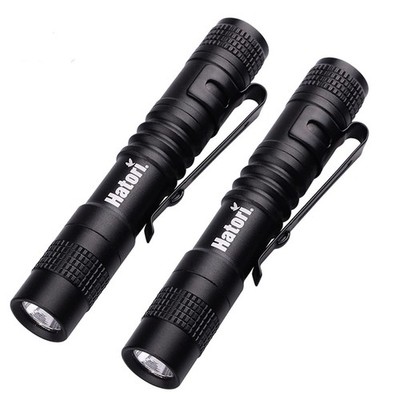HATORI LED Mini Flashlight, Bright Small 2 Pack(3.55Inch Black), Black