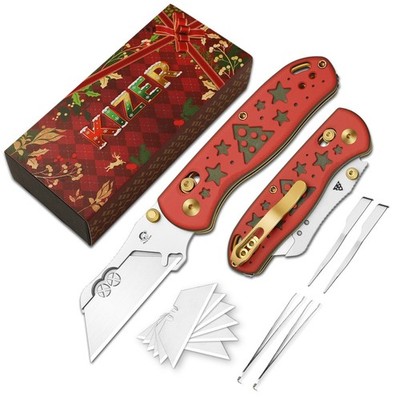 Kizer Uti BEAR 2 Dual-screw Christmas Utility Folding Pocket Knife G10 V3619JMC1