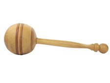 Vintage Handmade Turned Wood Maraca Noisemaker Rattle 13.5"L READ ALL