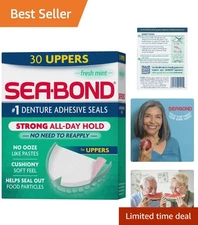 All-Day Hold Denture Seals - 30 Count Strips, Zinc-Free & Comfortable Fit