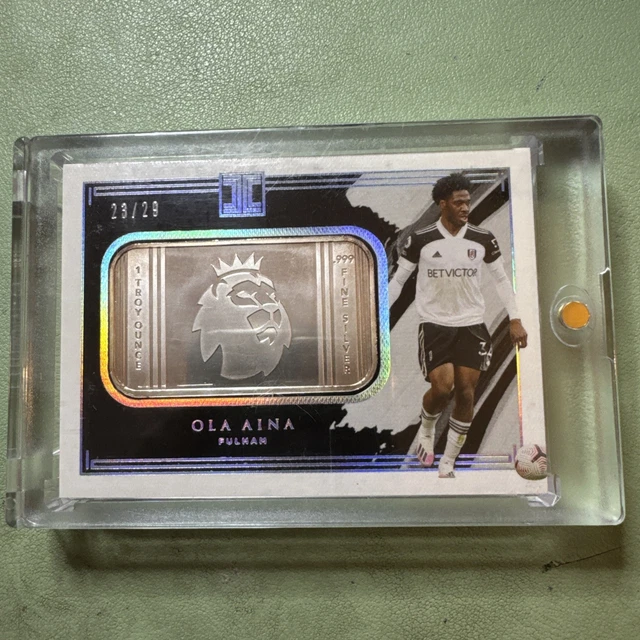 2020-21 Panini Impeccable Soccer Fulham Ola Aina 23/29 .999 Silver 1 Oz Bar