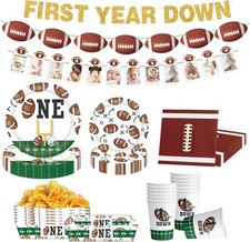 142Pcs First Year Down Football Theme Birthday Party Complete Set Deco Supplies