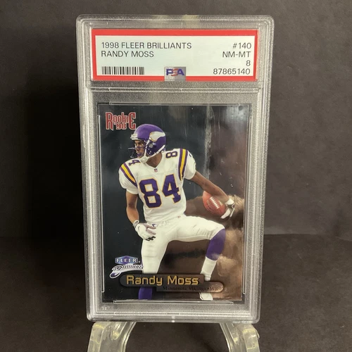 1998 FLEER BRILLIANTS RANDY MOSS RC #140 ROOKIE CARD PSA 8 VIKINGS HALL OF FAMER