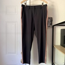 WILDFANG black brown side stripe empower cropped trousers