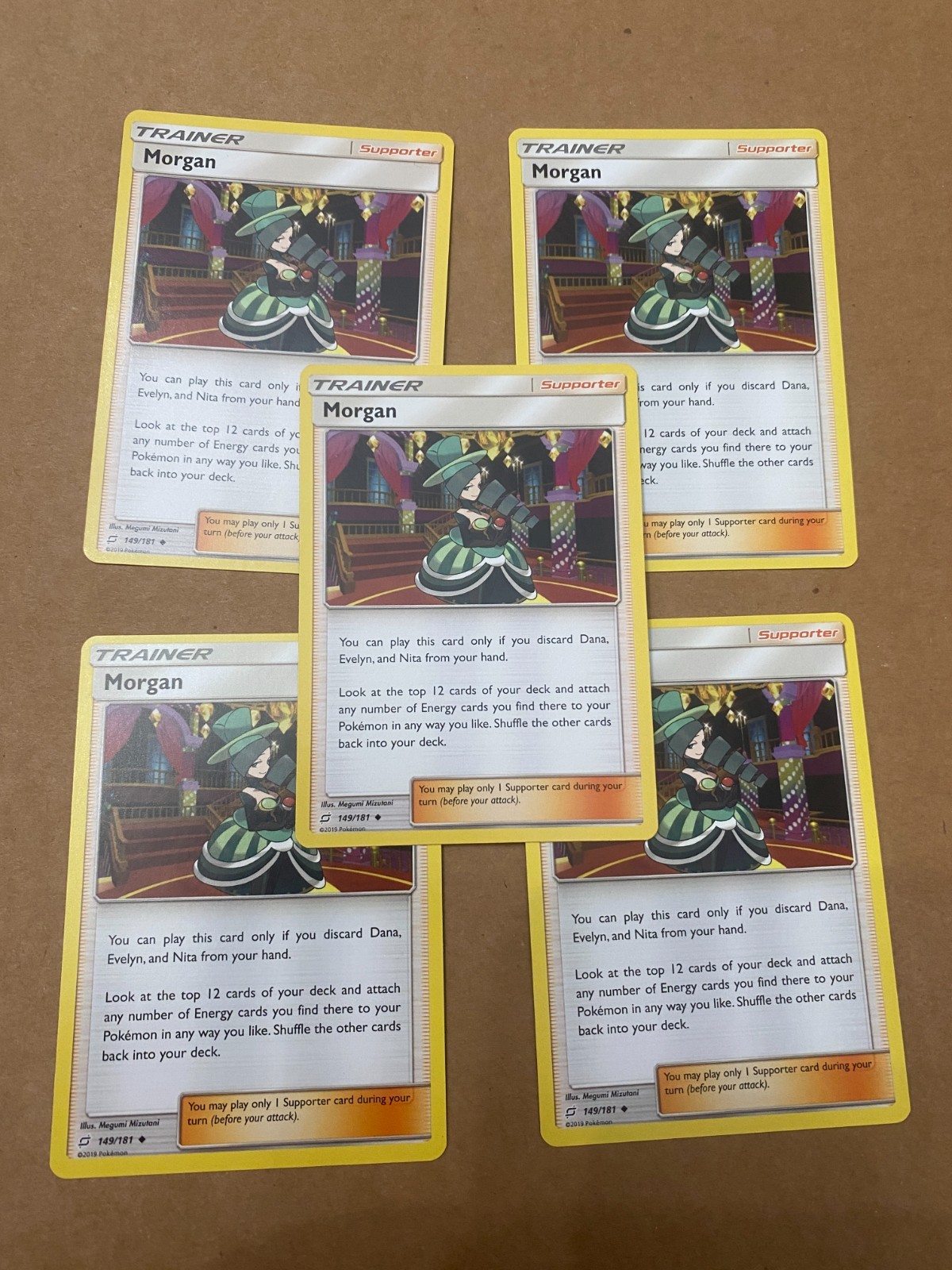 Pokemon Team Up Morgan 149/181 Cards 4x Playset x4 + BONUS 1 (5x) LP
