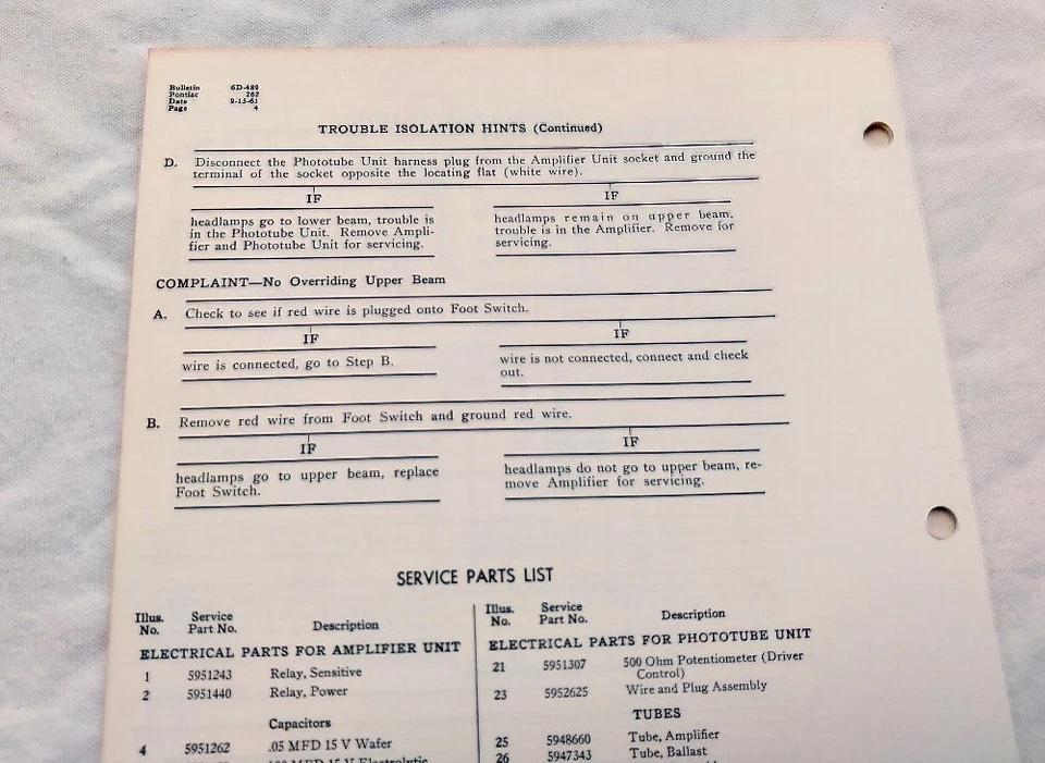 1962 Pontiac Bonneville Catalina Оригинальный GM Guide-Matic Информация об Обслуживании/Ремонте Новый из старых запасов - Изображение 4 из 4