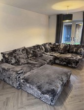 Barker and Stonehouse Crushed Velvet Corner Or U-Shape Sofa