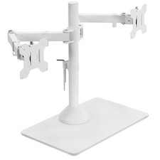 VIVO White Dual Monitor Adjustable Mount w/ Glass Base, Fits 2 Screens up to 32"