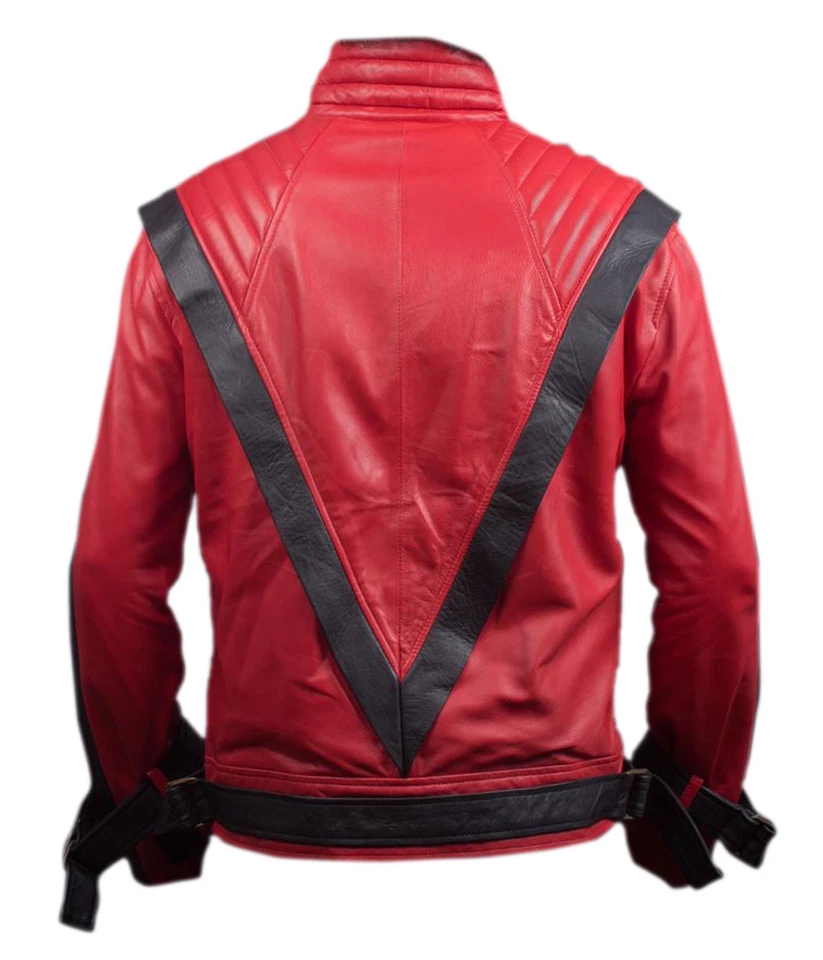 Kids Michael Jackson Thriller Jacket Red Faux Leather Costume 2–12 Yrs Handmade - Image 3 of 4
