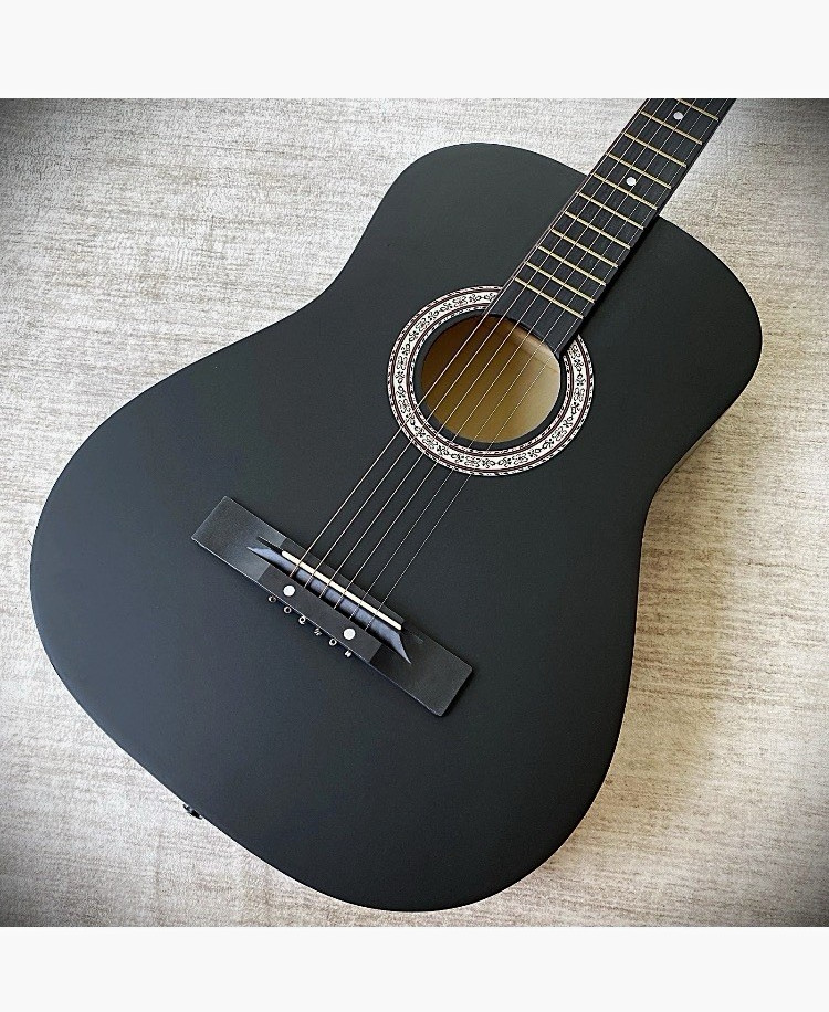 Black Classical Acoustic Guitar 6-String Right-Handed w/ Gig Bag, Strap, Capo