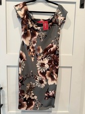 GUESS Los Angeles Off-The-Shoulder Floral Bodycon Midi Dress Size L