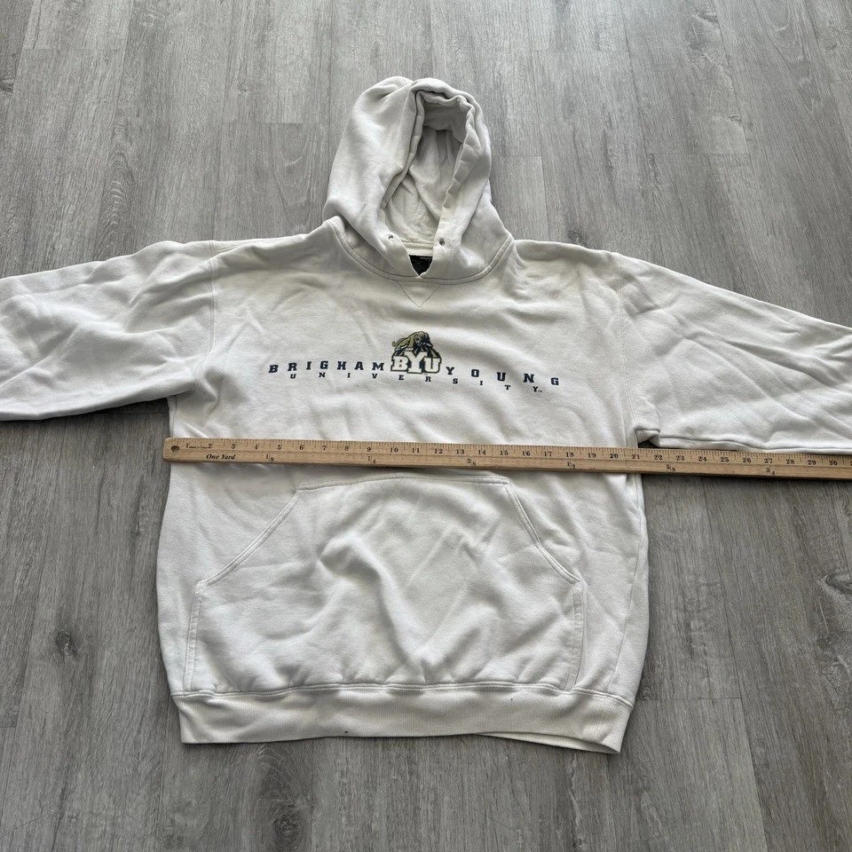 Sudadera con capucha vintage Brigham Young University Spellout NCAA Badger talla XS/S blanca Foto 4 de 4