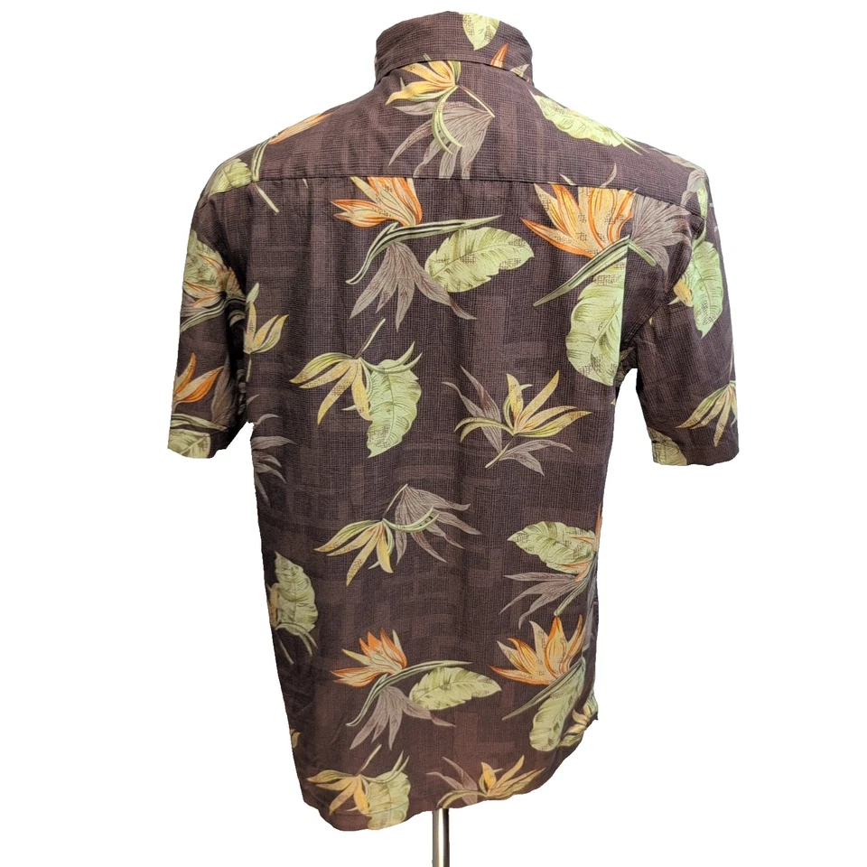 Chemise Hawaïenne Retreat S Coton Marron Feuillage Tropical manches courtes - Photo 2/4
