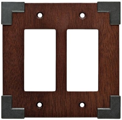 (5 Pack) Brainerd -  Rowland Double Rocker Wall Plate - Charcoal Ebony and Soft
