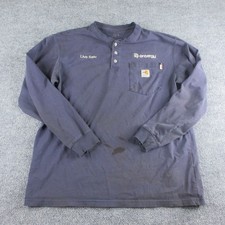 Carhartt FR Shirt Mens M Blue Henley Long Sleeve Flame Resistant Workwear 100237