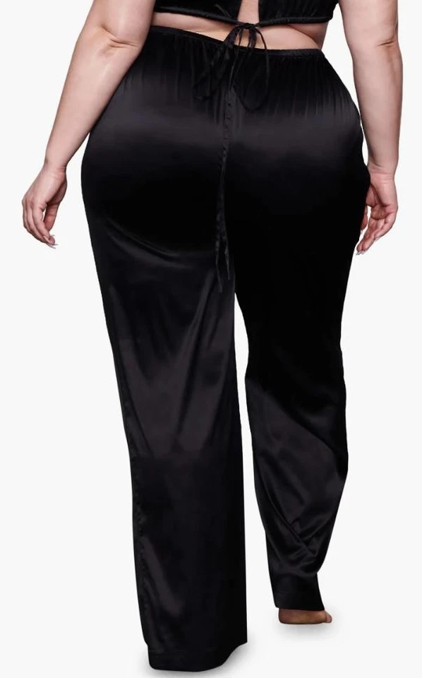 SKIMS Shine Satin Lounge Pants in Onyx at Nordstrom, Size 3 X - Image 4 of 4