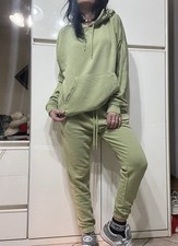 Tuta Donna Pull & Bear Completo Felpa Pantaloni S M Verde