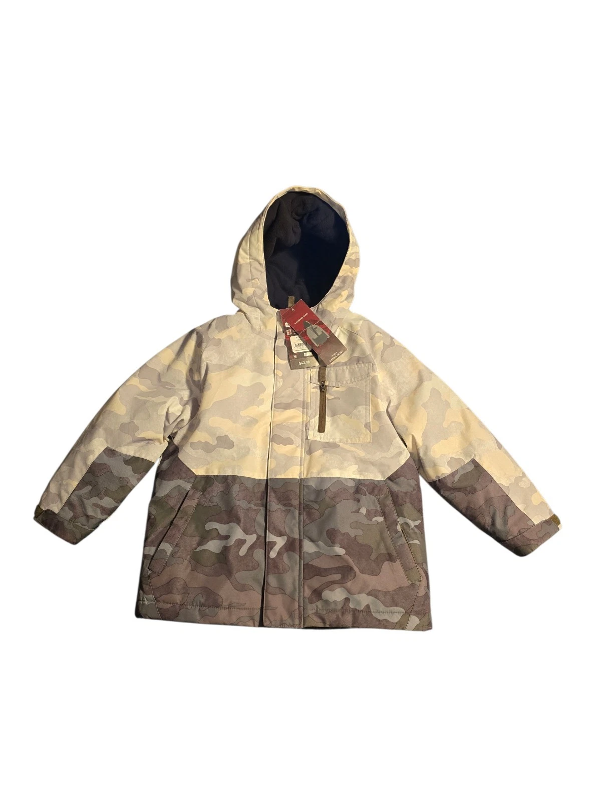 Swiss Tech Kids 3-in-1 Jacket XS 4-5 Camo Hooded Winter Coat Waterproof NWT