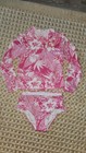 Sz 3 Janie and Jack Girls Hot Pink Floral  Print Rashguard Set Swimwear Beach — photo 1