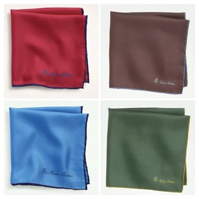 Brooks Brothers  LOT OF 4  Pocket Square/Handkerchief/Hanky Silk New