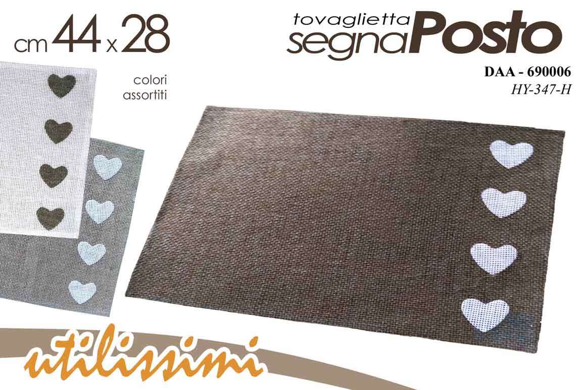 12 TOVAGLIETTA SEGNAPOSTO PVC COLAZIONE PRANZO CENA BAR PUB PIZZERIA CUORI 44*28