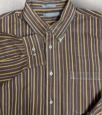 Daniel Cremieux Collection Mens Button Shirt Brown Stripe - XXL 2XL