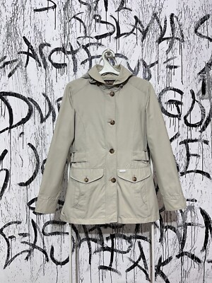 Woolrich Ramar Cloth Womens Jacket Beige Small Hooded Belt